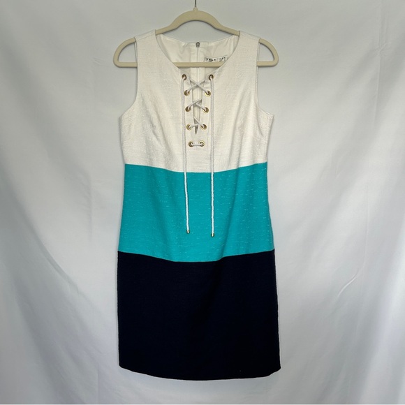 Trina Turk Dresses & Skirts - Trina Turk White and Blue Color Block‎ Dress
